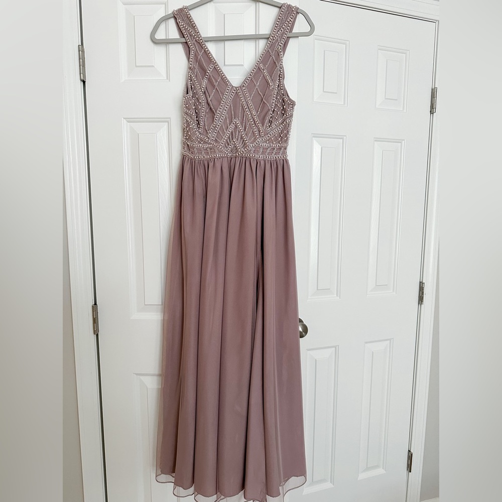 ASOS Design Petite Maxi Dress with tulle skirt and embellished and pearl bodice